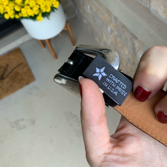 Vintage BRIGHTON ONYX Croc Embossed Leather Buckle Black Women’s Belt Size 42 - Picture 9 of 16